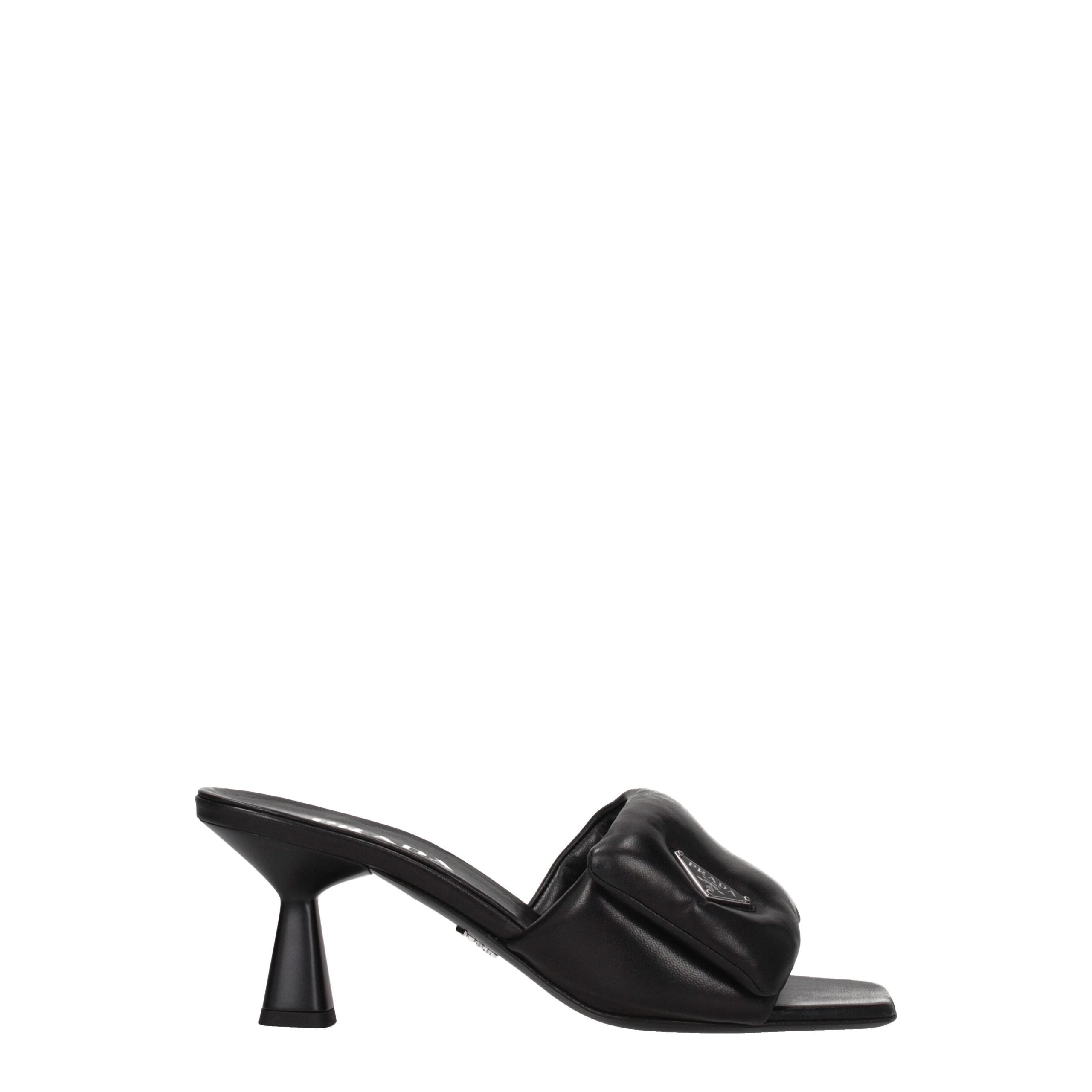 Prada Black Leather Platforms